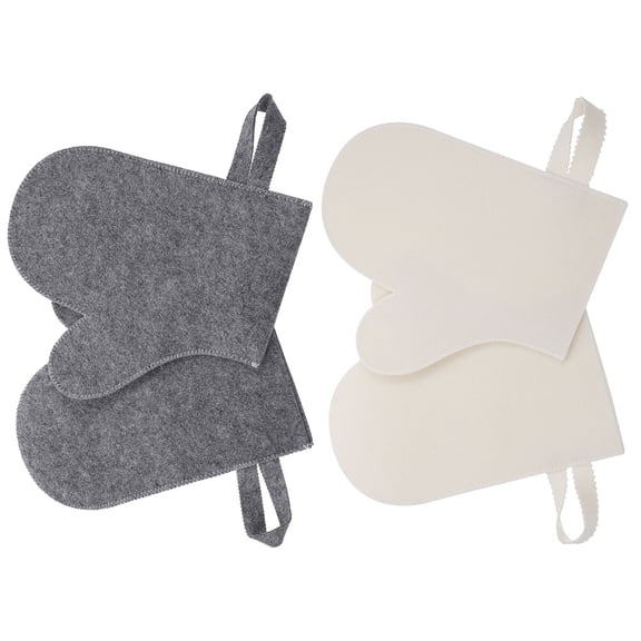 Supvox 4Pcs Spa Bath Gloves Felt Heat Insulation Simple Design White for Women
