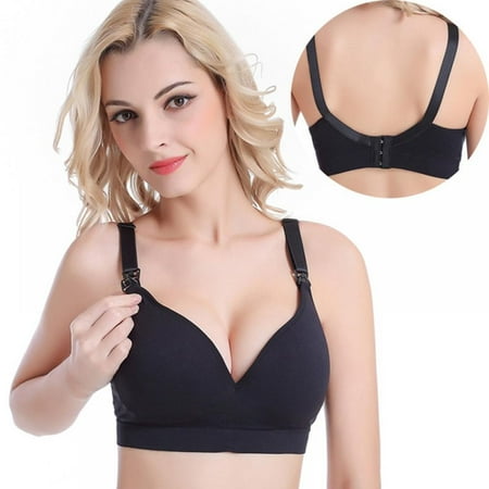 Women One-piece Nursing Bra Solid 3/4 Cup Push Up Breastfeeding Bra Wire Free Cotton Soft Maternity Sleeping Bra
