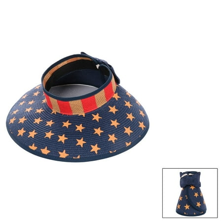 Packable Old Glory Straw Hat Visor with Bow