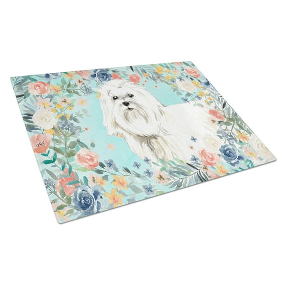 Caroline's Treasures CK3418LCB Maltese Glass Cutting Board Large, 12H x 16W, multicolor