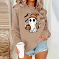 thumbnail image 4 of Women's Long Sleeve Crew Neck Sweatshirt Cute Ghost Graphic Japan Fabric Relaxed Fit Casual Pullover Halloween Fall Holiday Tops, 4 of 4