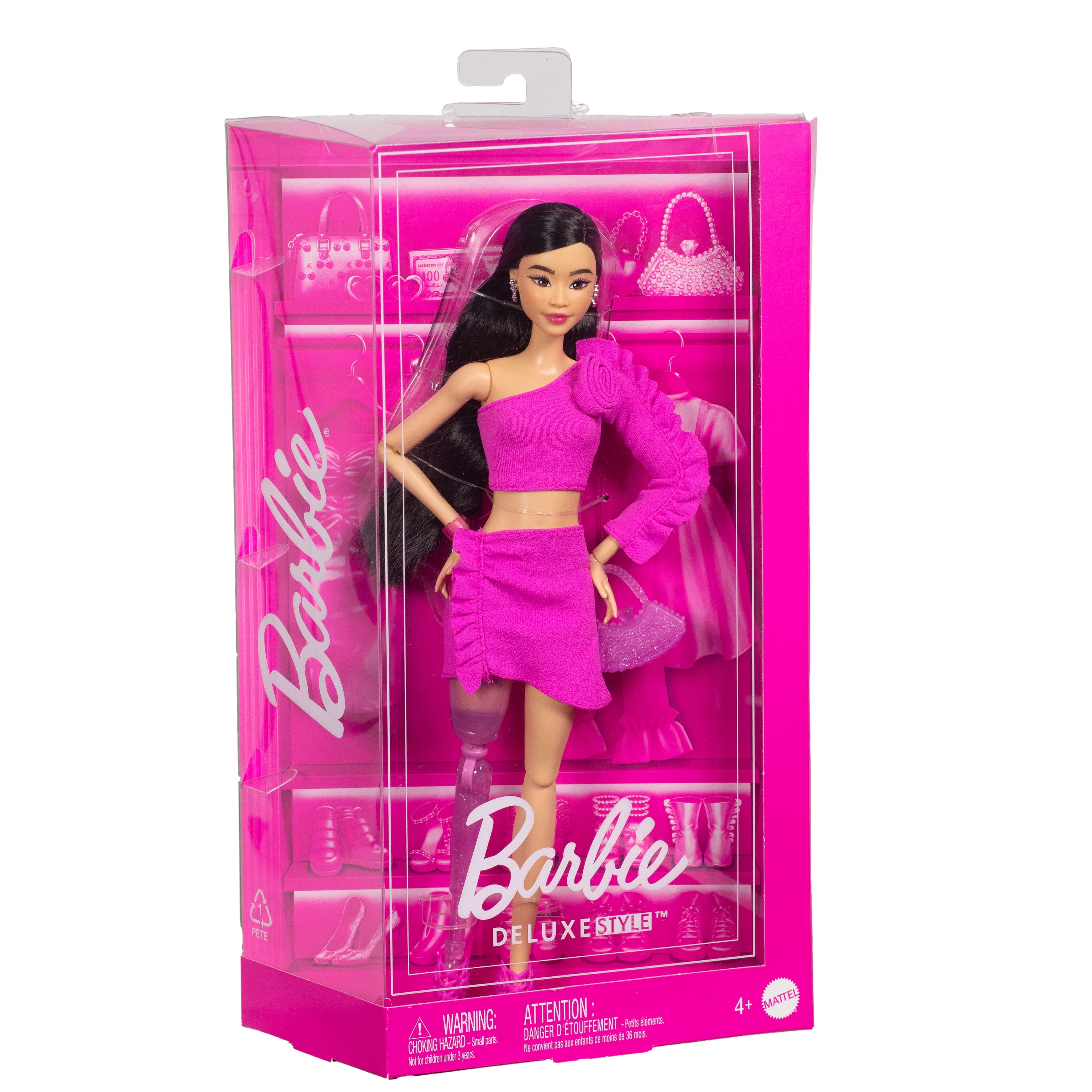 Barbie Deluxe Style #2 Doll in Pink Barbiecore Top and Skirt Set, Black Hair & Prosthetic Leg