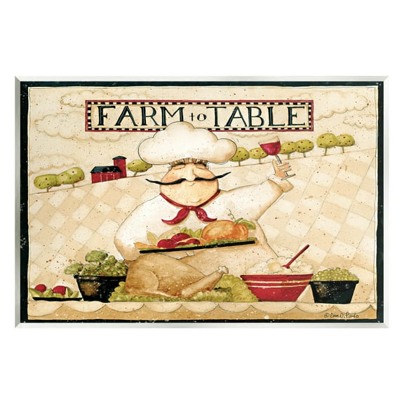 Farm to Table Vintage Chef Meal Food & Beverage Graphic Art Unframed Art Print Wall Art