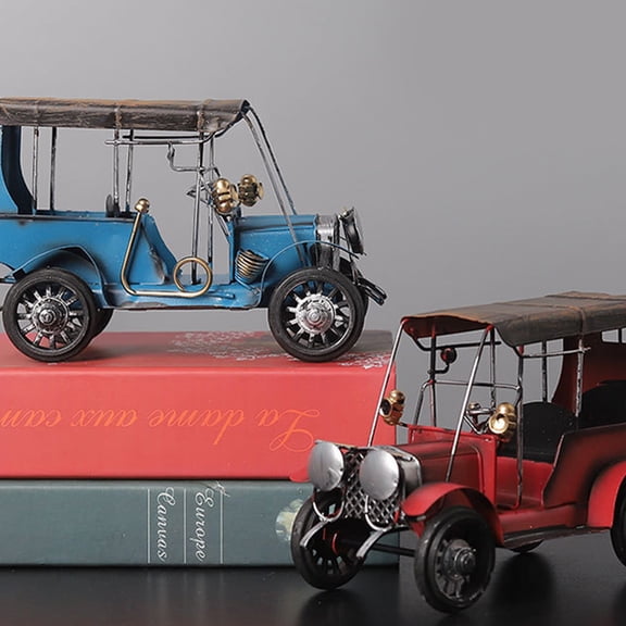 LEORX 1PC Retro Car Decoration Metal Model Sculpture for Home Decor and Shop Decor in Blue