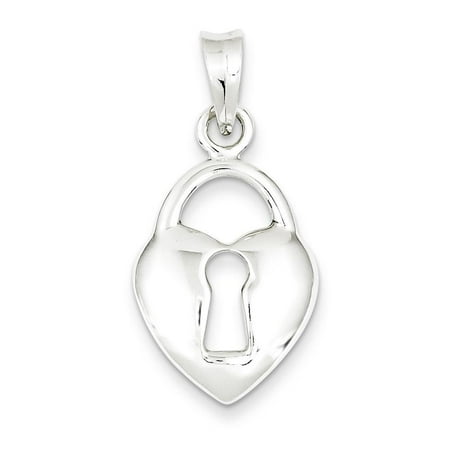 925 Sterling Silver Polished Key Heart Solid Casted Charm Pendant 38mm x 17mm