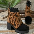 thumbnail image 7 of Women Platform Boots Leopard Chunky Heel Ankle Booties Lace Buckle Combat Boots High Heel Goth Shoes, 7 of 7