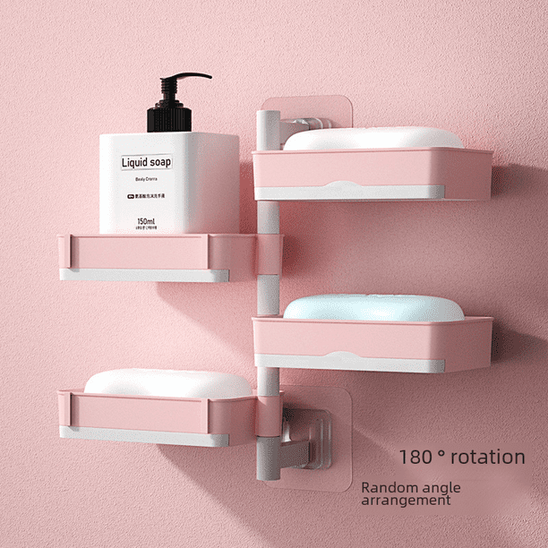Caja de jabón para pared sin perforaciones, estante de almacenamiento para artículos de tocador de baño, estante de almacenamiento para escurridor de inodoro
