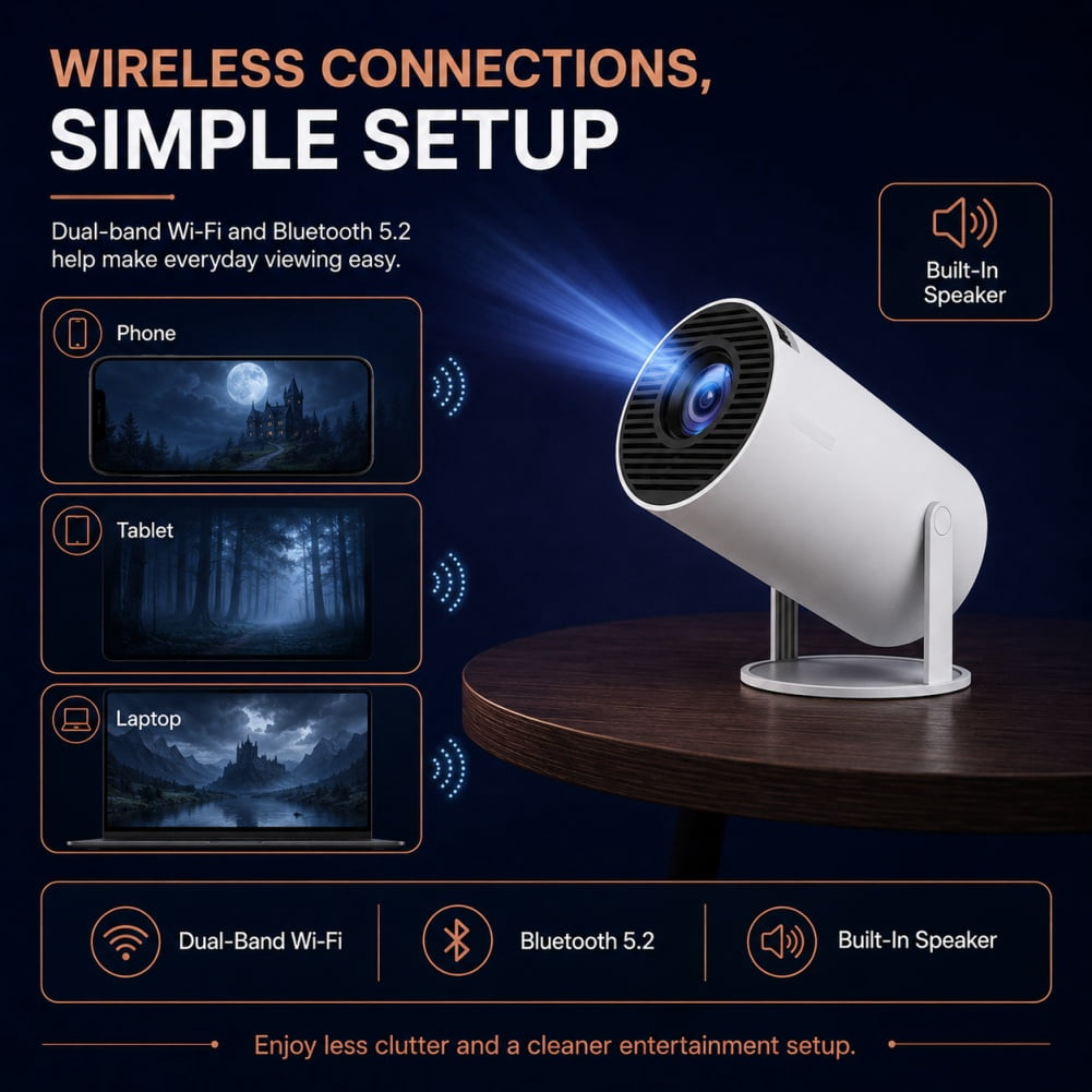 Panefright Halloween Window Projector, Integrated 4K‑Compatible Audio Speaker, 180‑Degree Pivot‑Adjustable Structure,Atmosphere Display, Perfect for Eerie Home Decoration and Holiday‑Focused Parties