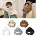 thumbnail image 2 of Head Warmer Fleece Plush Scarf Hooded Hat Bear Ear Head Warmer Fleece Winter Hat Scarf Set Neck Warmer, 2 of 19