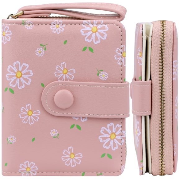 Farcauo Womens Wallet Cute Small Wallets for Women Pink Women's Wallet Kawaii Flower Card Wallets for Women Ladies