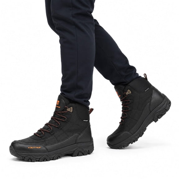 YOUTHUP Men's Hiking Boots Waterproof High Top Outdoor Trekking Shoes Anti-Slip Trail Sneakers for Climbing and Walking