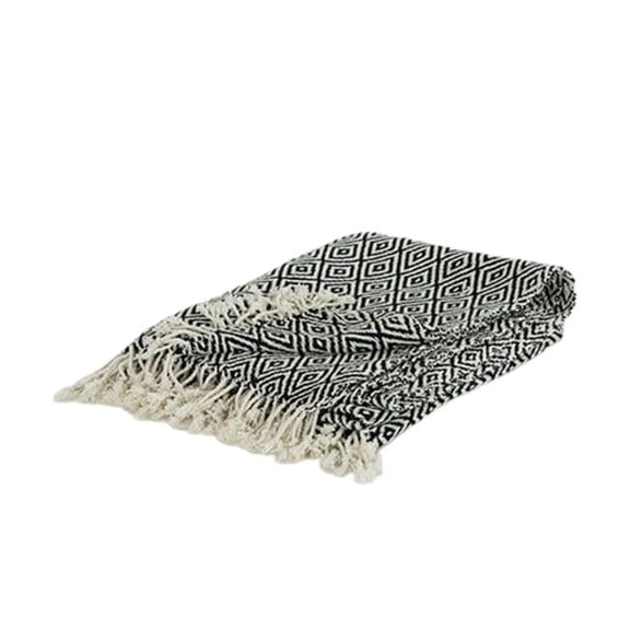 Black Woven 100 Percent Cotton Throw Blanket