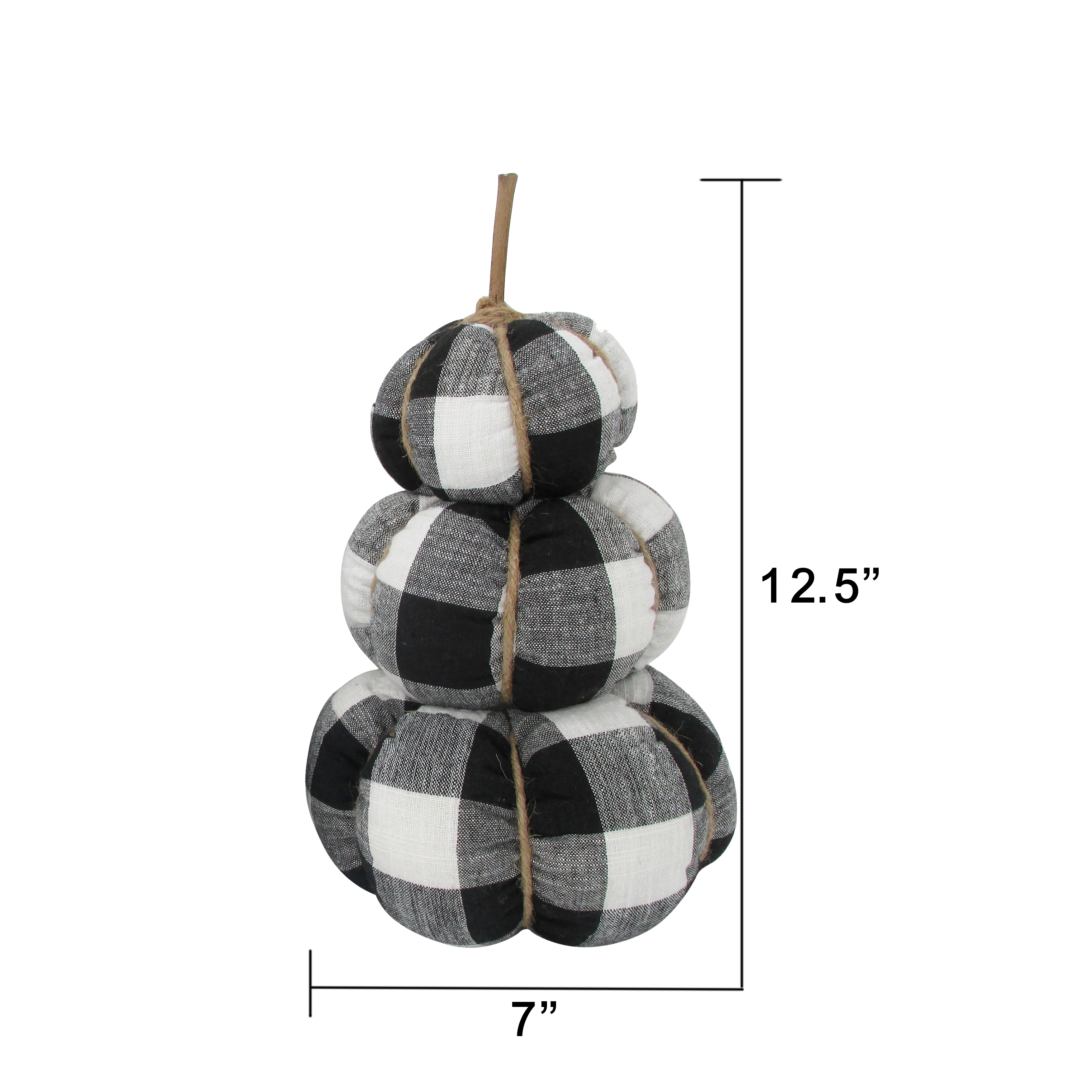 Way To Celebrate Harvest Plaid Stacked Fabric Pumpkins, Black, 2 Count - image 3 of 4