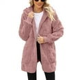 thumbnail image 1 of Plush Jacket Womens Light Jacket, Basic Solid Color Long Sleeve Coat with Side Pockets, Essential Layering Piece for Unpredictable Weather and Travel PackingPink3XL, 1 of 4
