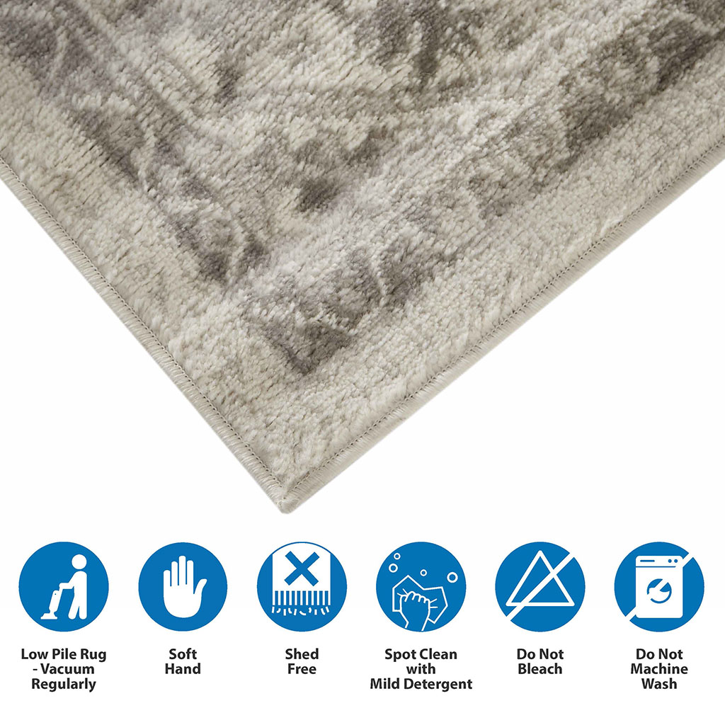 MAYEERTY Tiled Border Beige 8'x10' Transitional Area Rug