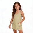 thumbnail image 3 of Bovxnpu Girls Summer Tennis Shorts Overall Sleeveless Jumpsuits Girls Solid Pocket Sleeveless Romper V-Neck Tennis OutPants, 3 of 9