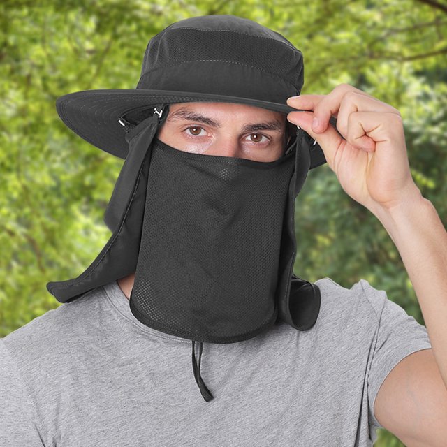 Sombrero de pescador con protección UV, gorra con visera para pesca, campamento, senderismo (negro) Tmvgtek pescar