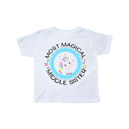 

Inktastic Most Magical Middle Sister- cute unicorn badge Gift Toddler Toddler Girl T-Shirt