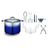 CONCORD 20 Quart Stainless Steel Canning Pot Set. Includes Canning Rack, Tongs, Jar Lifter, Funnel, Wrench, Lid Lifter, Mixer/Measurer. (Cobalt)