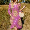 thumbnail image 3 of Pink Happy Sun Daisy Print Dress Summer Dresses Woman Street Style Big Size Casual Dress, 3 of 9