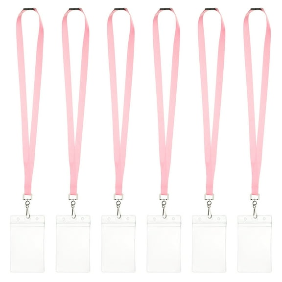 Uxcell 6Pack Colored Lanyards for ID Badges, Breakaway Lanyards for Keys, Pink