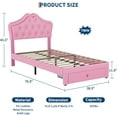 thumbnail image 5 of IDEALHOUSE Pink Bed Frames, Twin Size, Modern PU Headboard, Crystal Tuft, Colorful Glow, Storage Drawer, Metal Frame, Wooden Slats, Soft Upholstery, Easy Assembly, Noise-Free, 5 of 7