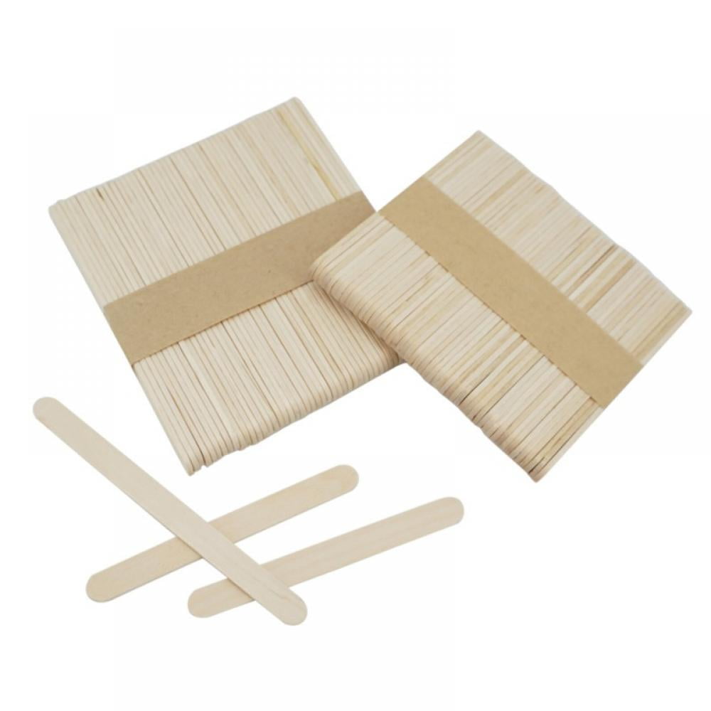 100/1 Pack Unfinished Mini Popsicle Natural Wood Color Craft Sticks Bulk,  4-1/2