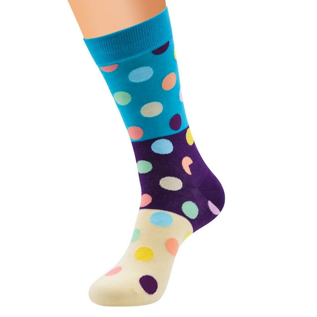 Under $5 Socks White Men Casual Dot Print Cotton Pattern Lady Socks Tube Comfortable Socks