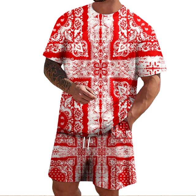 SHIXIAOO Ensemble de Fleurs de Cajou Décontracté pour Hommes, Ensemble de Fleurs de Cajou Décontracté pour Hommes, Tenue de Retour à la Maison pour Garçons 3 Pcs