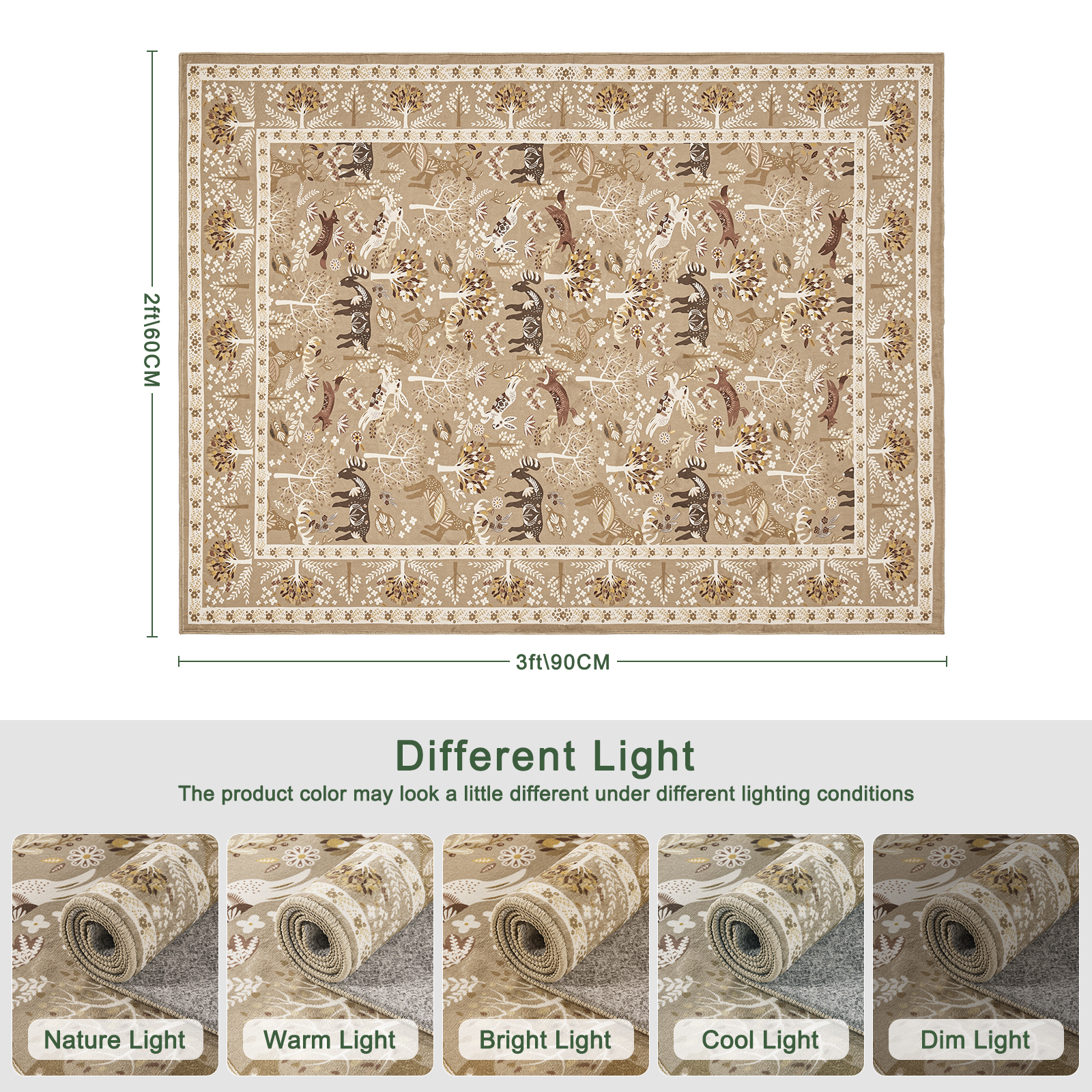 2x3 Indoor Entryway Rug, Small Washable Area Rug Non-Slip Vintage Door Mat Entrance, Animal Low Pile Floor Carpet for Door, Entrance, Hallway,Farmhouse,Bathroom, Bedroom