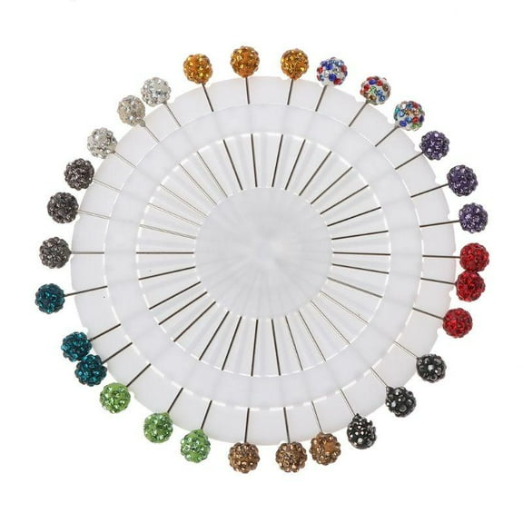 WINDLAND Exquisite Lapel Pin 30 Pcs Muslim Hijab Scarf Safety Pins Crystals Ball Brooches