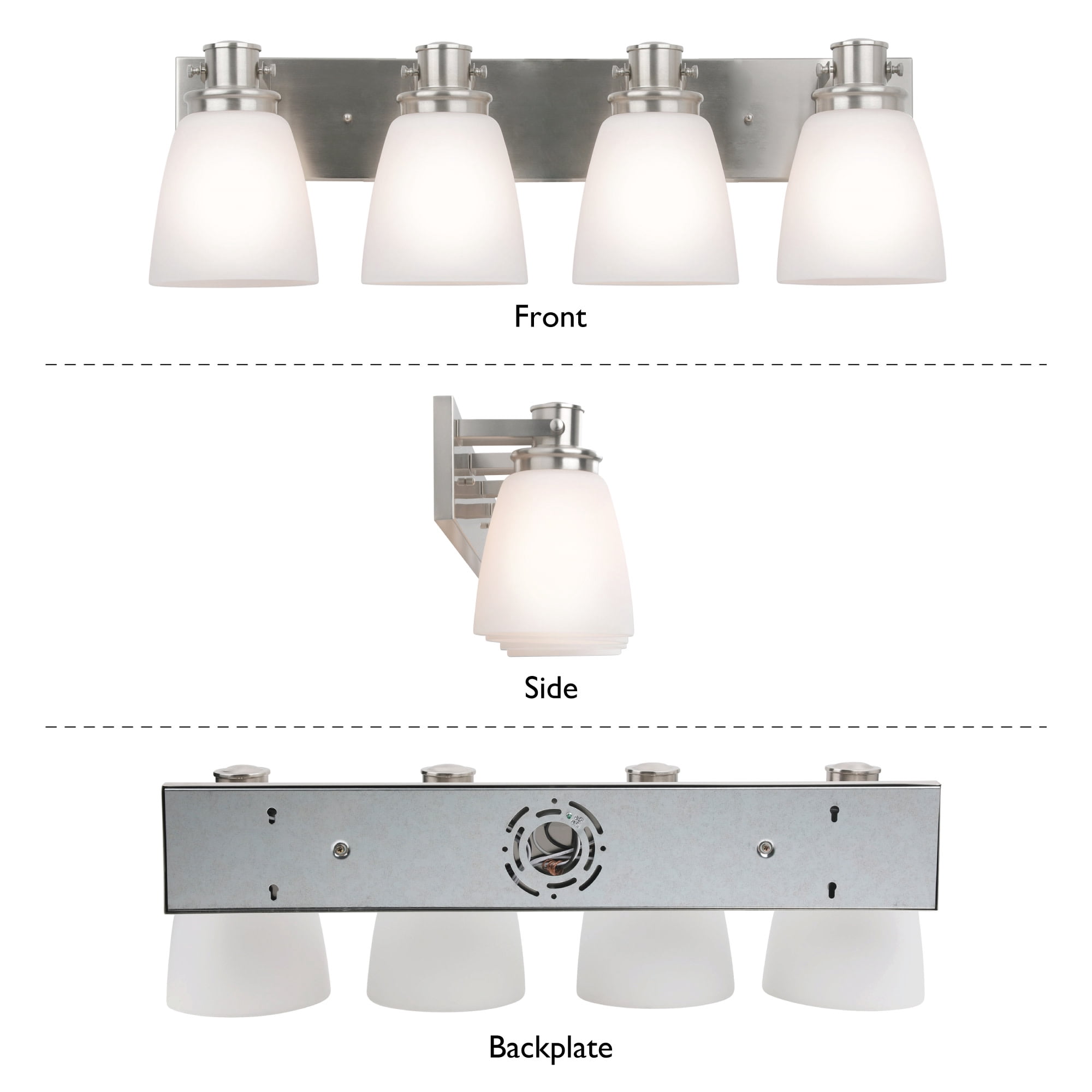 Marcell 4-Light Satin Nickel Vanity Light with Frosted Glass Shades