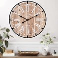 thumbnail image 4 of MODE HOME Large Farmhouse Wall Clock, 24 Inch Rustic Wooden Wall Clock Decorative with Metal Circle and Engraved Numerals, Silent Battery Operated for Kitchen Bedroom Living Room Fireplace Mantel, 4 of 4