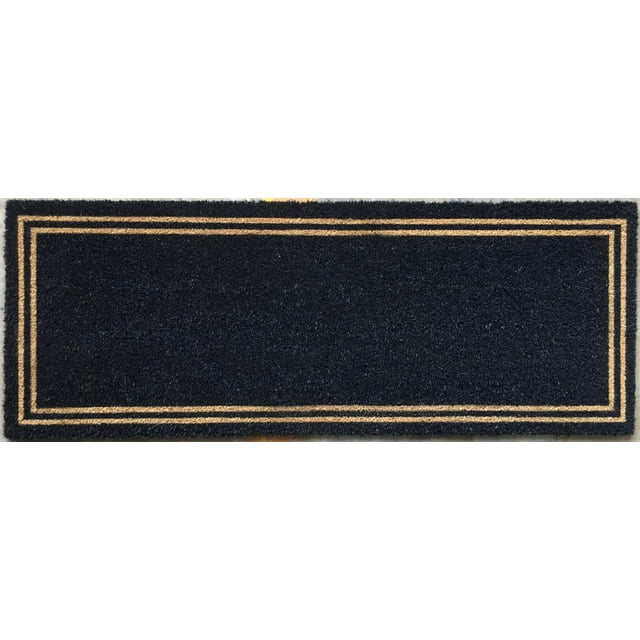 Home Decor Inc. Large Black Border Coir Door Mat – 18" x 48", Durable & Stylish Entryway Mat