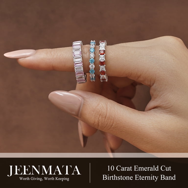 JeenMata Stackable Emerald Cut Eternity Wedding Band photo 6