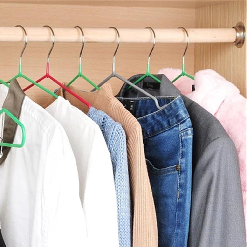 Coated Metal Hangers (10 Pack) Non Slip Hanger, Thin Space Saving Suit Hanger, Non Slip Pants Hanger, Strong & Heavy Duty Hanger - Black