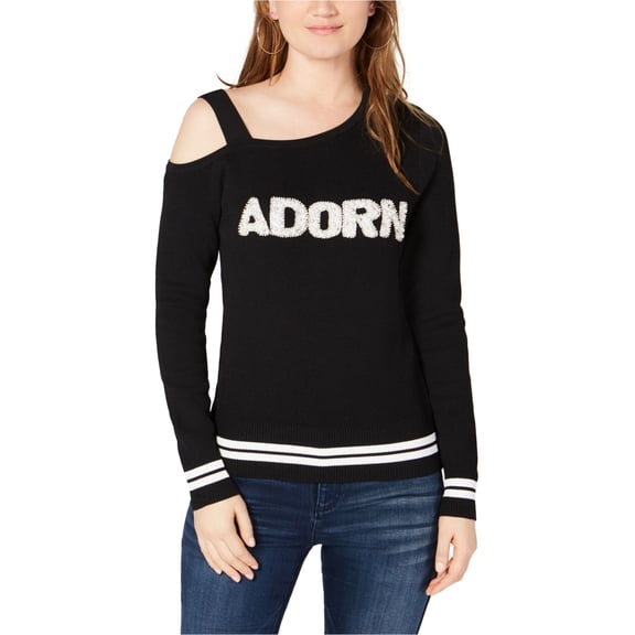 I-N-C Womens Adorn Asymmetrical Pullover Sweater, Black, Medium