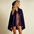 thumbnail image 6 of WAGUTH Womens Sparkly Sequin Hooded Cape Cloak Tie Front Glitter Cover Up Shawl for Halloween Party Outfits, 6 of 8