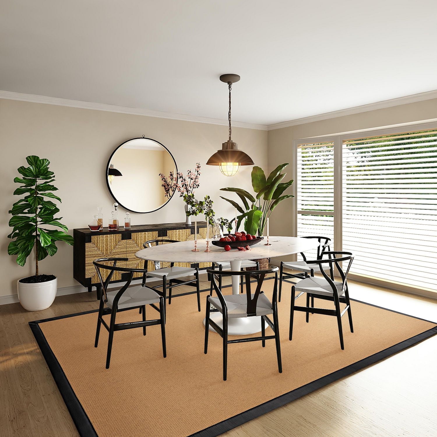 Tapis Athena sisal et PU noir 9 pi 10 po x 13 pi