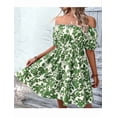 thumbnail image 5 of Women'S Tie Back Off Shoulder Wrap Layer Ruffle Short Sleeve Mini Dress Emerald Green XXXL, 5 of 7