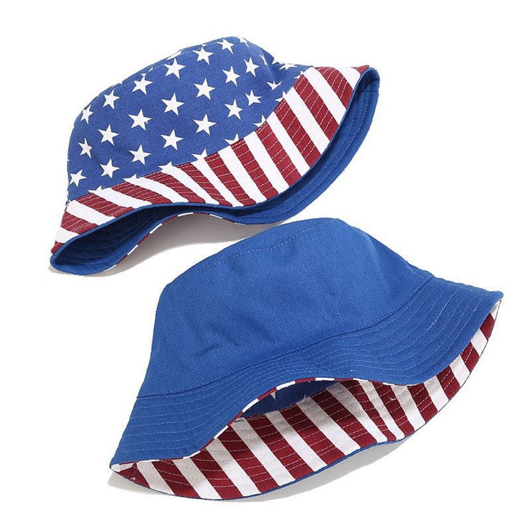 giyblacko Patriotic Flag Bucket Hat, Foldable Sun Cap for Men and