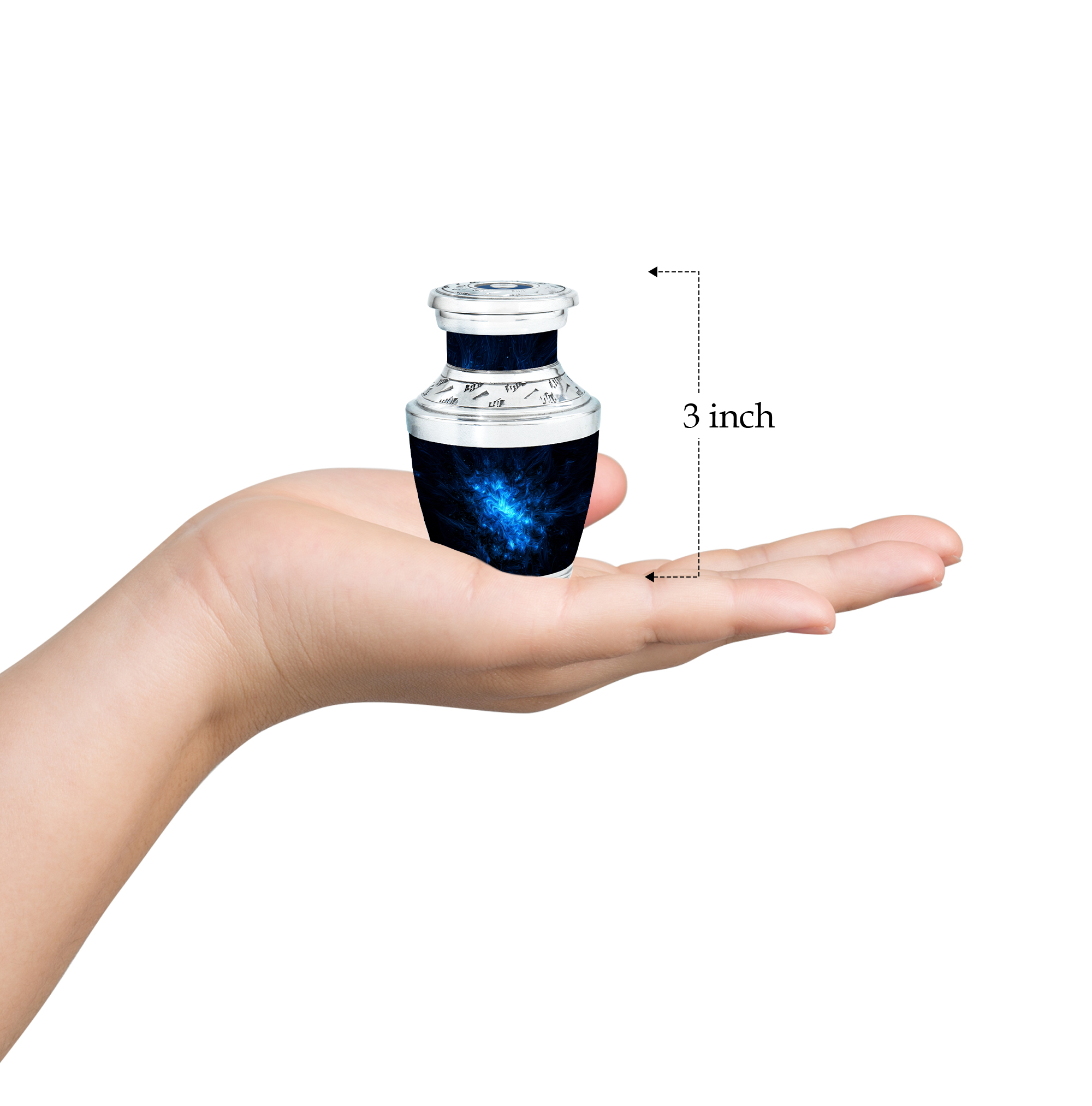 MUKTIVE Abstract Cremation Urns for Human Ashes Adult Female - Blue Keepsake Memorial Urns for Adult Male - Mini Decorative Funeral Urn - Burial Urn for Human Ashes - 3 inch