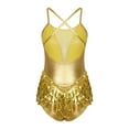 thumbnail image 3 of iiniim Sparkly Sequin Bodysuit for Women Fringe Top Latin Dance Leotard Gymnastics Dancewear Gold XL, 3 of 7