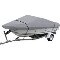 waltyotur 17-19FT 210D Grey Heavy Duty Waterproof Trailerable Boat Cover Replacement for V-Hull Fishing Boat V-Hull Tri-Hull Runabout Bass Boat Fish&Ski Pro-Style Bass Boat
