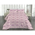 thumbnail image 2 of Ambesonne Damask Quilted Coverlet 2 Pcs, Pastel Floral Shapes Print, Twin Size, Pale Pink and Violet, 2 of 4