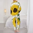 thumbnail image 5 of Kll Sunflowers Print Women'S Long Sleeve Pajamas With Pants Sleepwear Loungewear 2 Set-Medium, 5 of 9