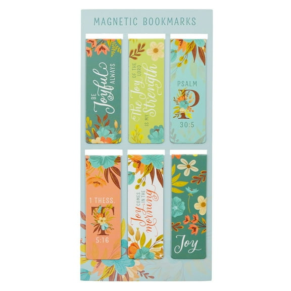 Christian Art Gifts Colorful Inspirational Magnetic Scripture Bookmark Set for Women: Bible Verses, Cool Teal Multicolor Floral Theme for Books, Bibles, Set of 6