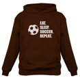thumbnail image 1 of Tstars Womens Soccer Shirts Sport Eat Sleep Soccer Repeat Soccer Fans Cool Gift Idea for Her Mom Birthday Gift Women Hoodie, 1 of 6