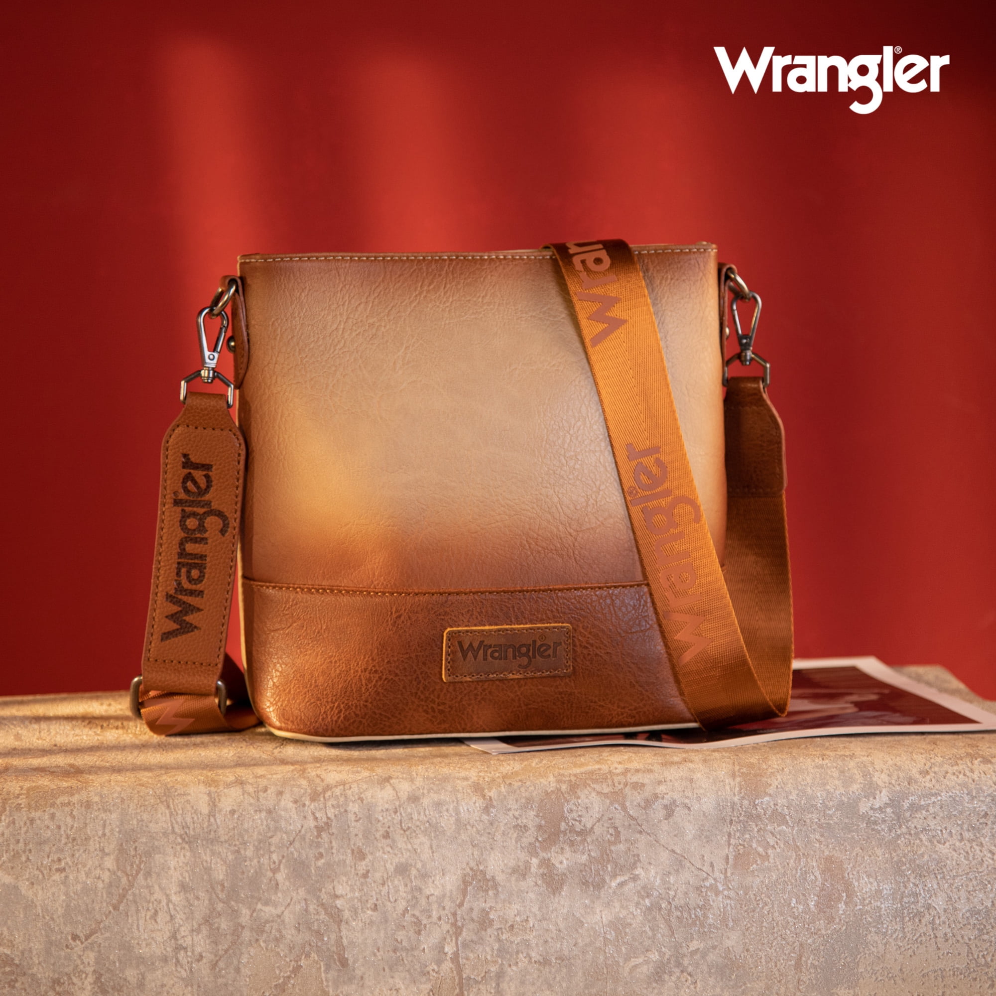 Wrangler Crossbody Purses for Women Two Tone Crossbody Bags Women Purses and Handbags, Camel