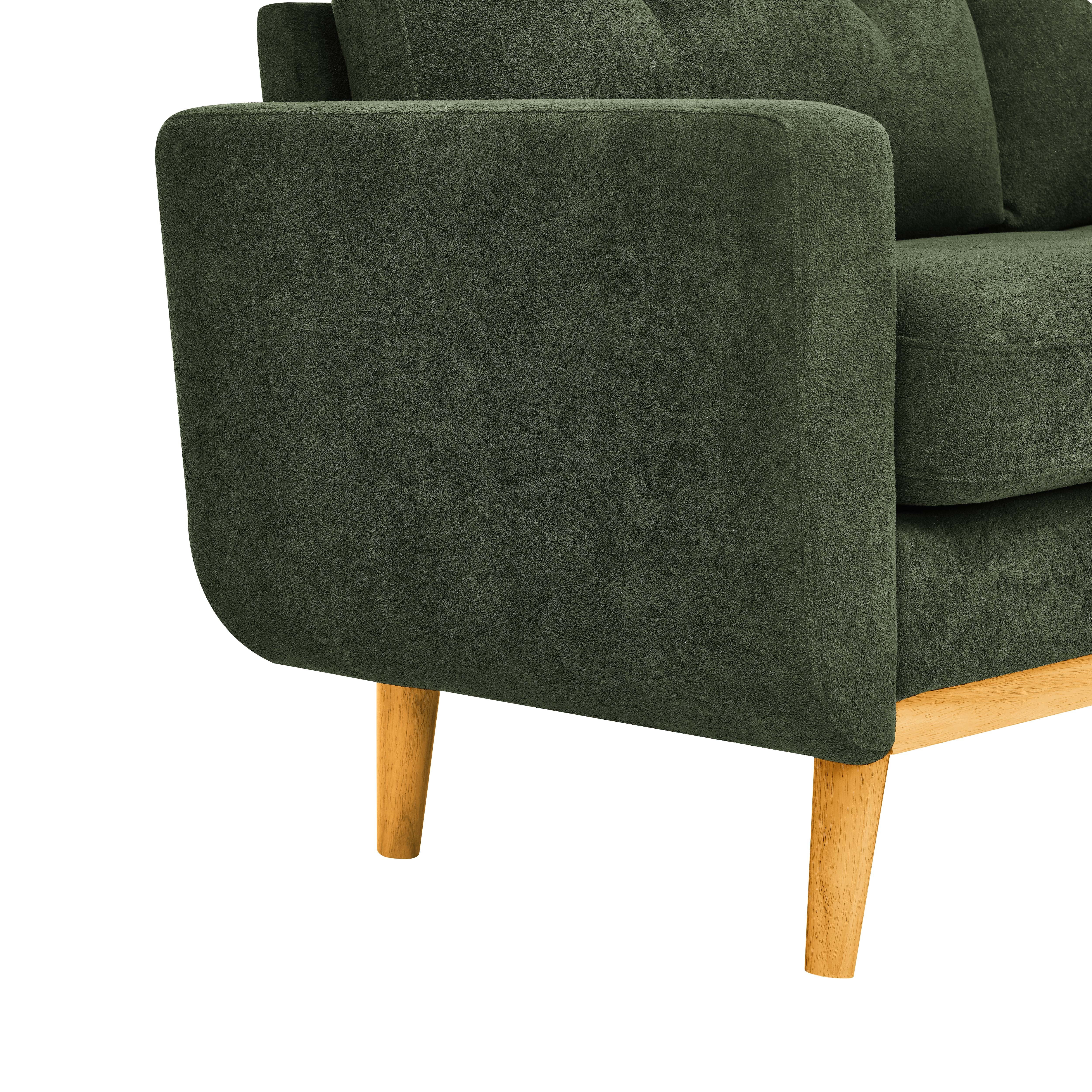 Green Mid-Century Loveseat - 67.7" Wide Tufted Sofa with Wooden Legs
